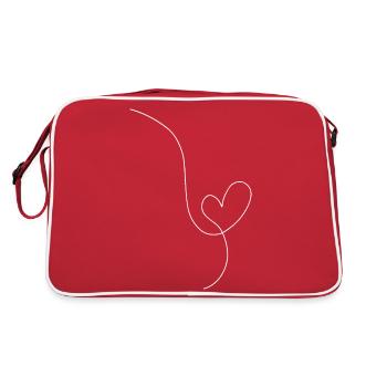 Heart black drawing in white - Retro Bag - red/white - Back