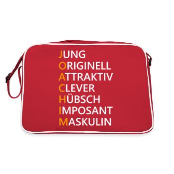 Joachim Name Geschenk - Retro Tasche - Rot/Weiß - Hinten