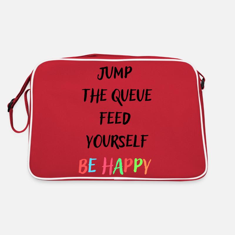 Jump the queue be happy colourful Retro Tasche
