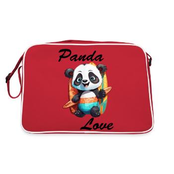 Panda / Animal / Zoo / Bambou / Sauvage / Enfantin - Sac Retro - rouge/blanc - Dos