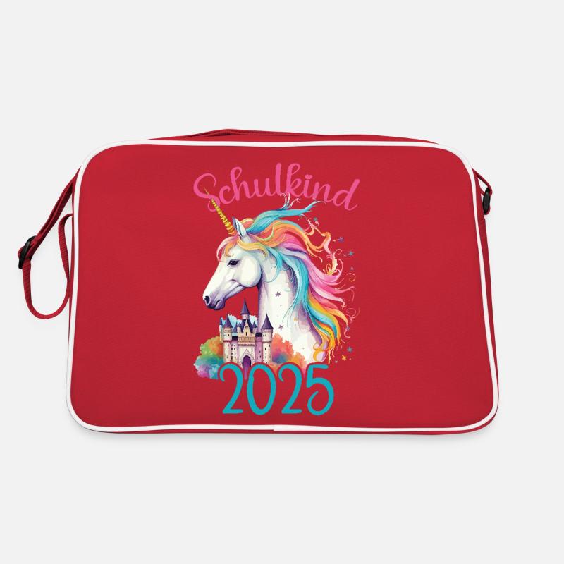 Schulkind 2025 Einhorn Einschulung Schule Schüler Retro Tasche