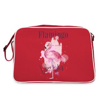 Flamingo Vibes Oiseau Exotique Été Rose Rose - Sac Retro - rouge/blanc - Dos