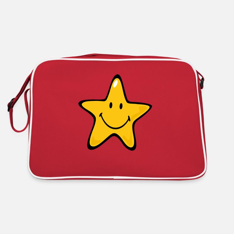 Smiley Star - Retro Tasche - Rot/Weiß