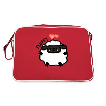 un mouton blanc moelleux et kawaii - cœurs - Sac Retro - rouge/blanc - Dos
