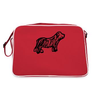Bearded Collie - Retro Bag - red/white - Back