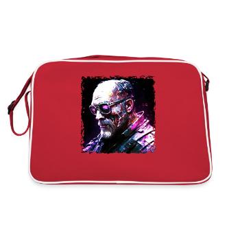 Cyborg, android and mercenaries of the future in neon - Retro Bag - red/white - Back