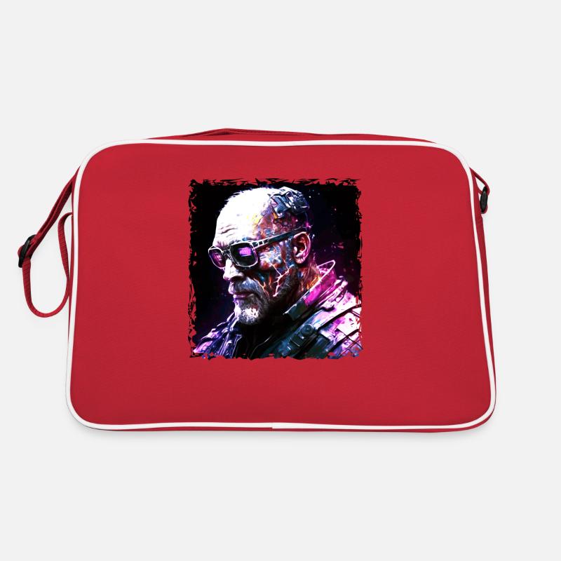 Cyborg, Android und Söldner der Zukunft in Neon Retro Tasche