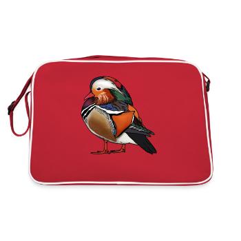 Mandarinente farbig - Retro Tasche - Rot/Weiß - Hinten
