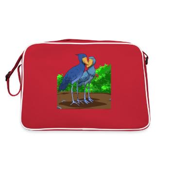 Shoebill Bird Ornithologist Forest I Gift - Retro Bag - red/white - Back