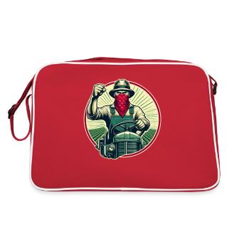Stikers Farmer auf originalem Oldtimer-Traktor - Retro Tasche - Rot/Weiß - Hinten