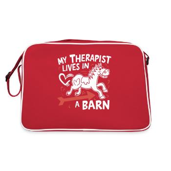 My therapist lives in the stable - Retro Bag - red/white - Back