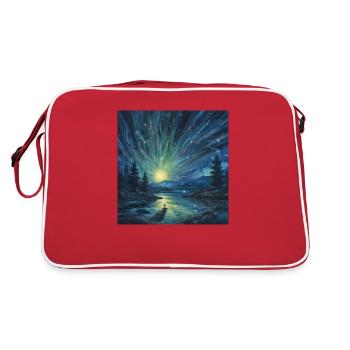 Kosmische Flut - Retro Tasche - Rot/Weiß - Hinten