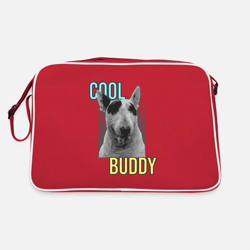 Bullterrier "Cool Buddy" - Retro Tasche - Rot/Weiß