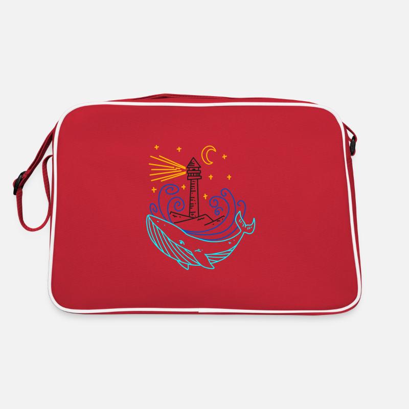 Wal Leuchtturm Mond Retro Tasche