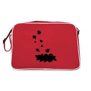 Silhouette noire de feuilles d’érable qui tombent - Sac Retro - rouge/blanc - Dos