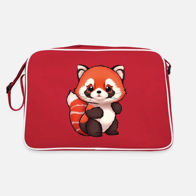 Panda roux totalement mignon - Sac Retro - rouge/blanc