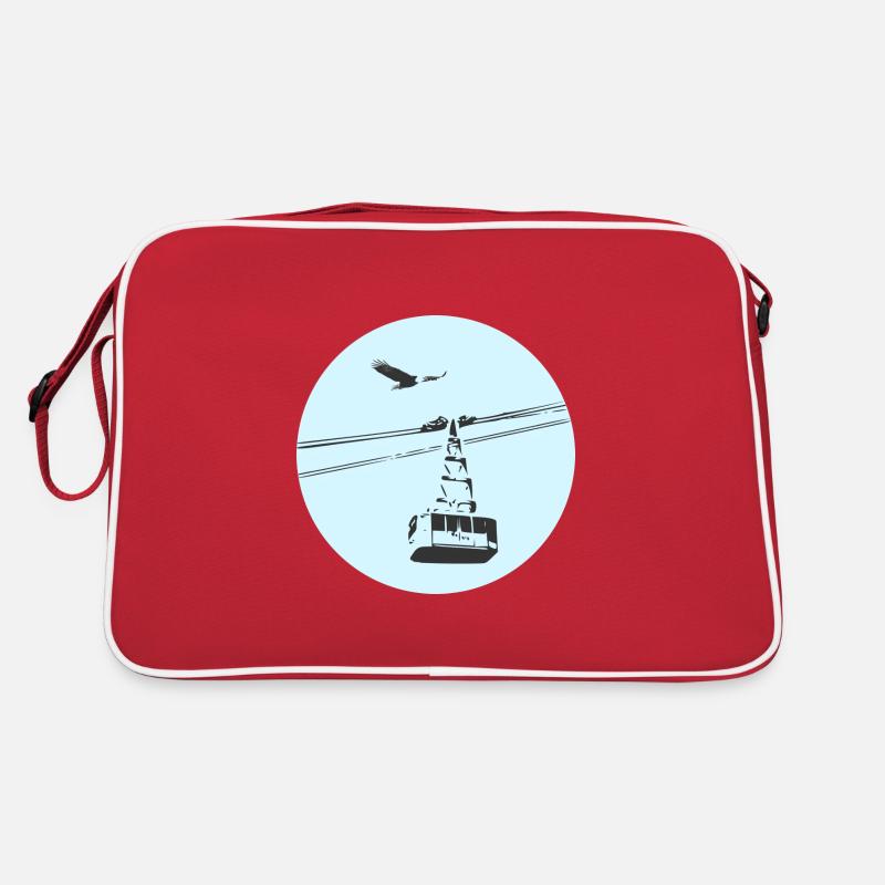 Gondel / Seilbahn mit Adler blau - Retro Tasche - Rot/Weiß