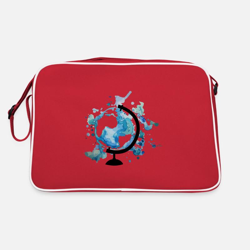 Globe d’aquarelles - Le monde est coloré - Sac Retro - rouge/blanc