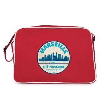 Marseille Skyline Badge - Sac Retro - rouge/blanc - Dos