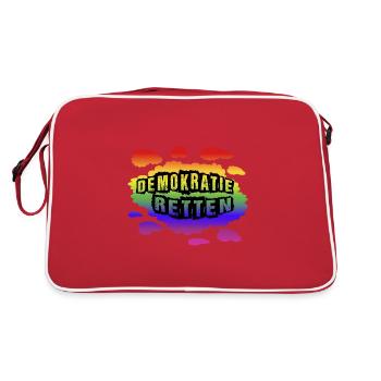 AfD stoppen gegen rechts Demokratie Vielfalt links - Retro Tasche - Rot/Weiß - Hinten