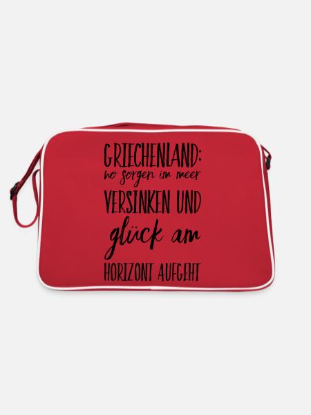Lustiger Griechischer Spruch Griechenland Geschenk - Retro Tasche - Rot/Weiß - Hinten