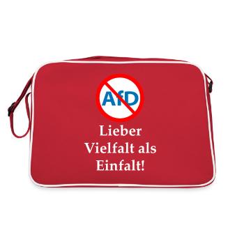Gegen AfD! Vielfalt statt Einfalt - Retro Tasche - Rot/Weiß - Hinten