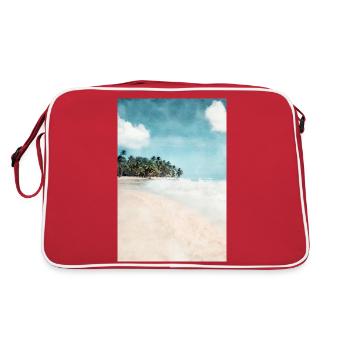 Beautiful dream beach painted in watercolor - Retro Bag - red/white - Back
