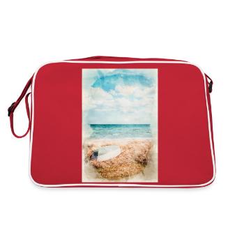 Beautiful dream beach painted in watercolor - Retro Bag - red/white - Back