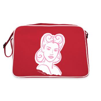 50er Jahre / Frau Porträt / Frauenpower / minavi - Retro Tasche - Rot/Weiß - Hinten