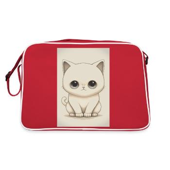 Drawing white kitten - Retro Bag - red/white - Back