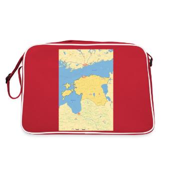 Estonia map with cities, roads, rivers, lakes - Retro Bag - red/white - Back