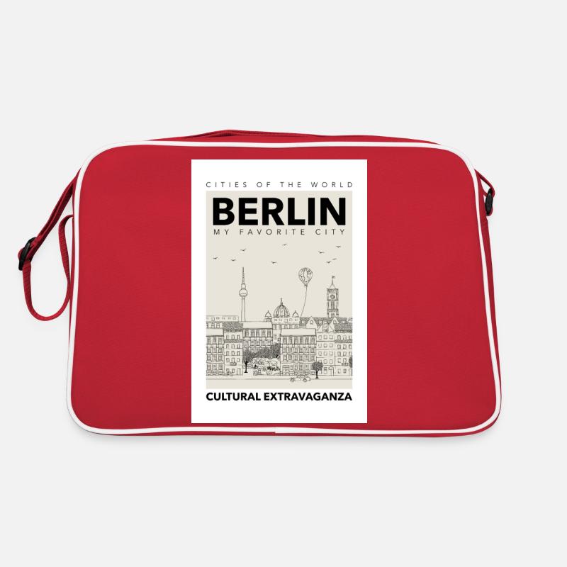 Berlin - Retro Tasche - Rot/Weiß
