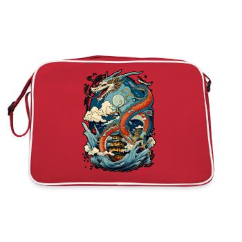 Chinese dragon Illustration on a flat color - Retro Bag - red/white - Back