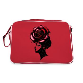 Woman Line Art, Modern Flowers Woman - Sac Retro - rouge/blanc - Dos