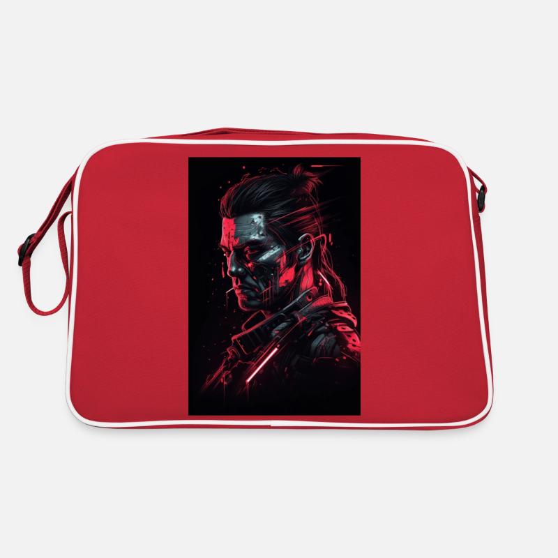 Neon Cyber Warrior Portrait #2 Retro Tasche