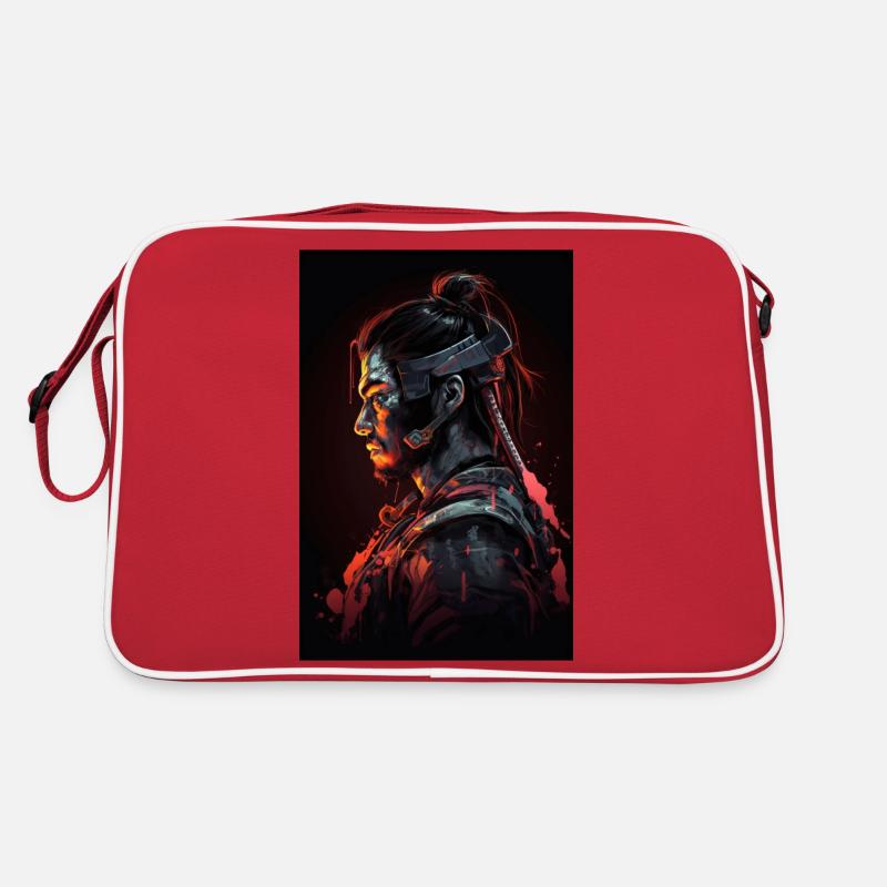 Neon Cyber Samurai Warrior #8 Retro Tasche