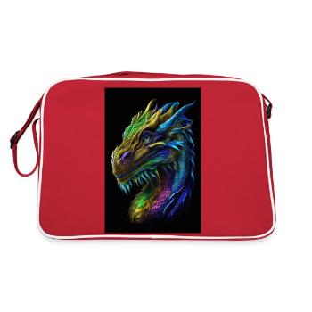 weiblicher Drache - Retro Tasche - Rot/Weiß - Hinten