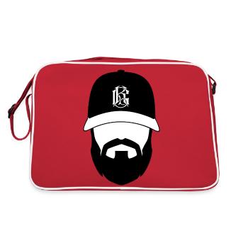 Mann mit Bart mit Logo - Retro Tasche - Rot/Weiß - Hinten