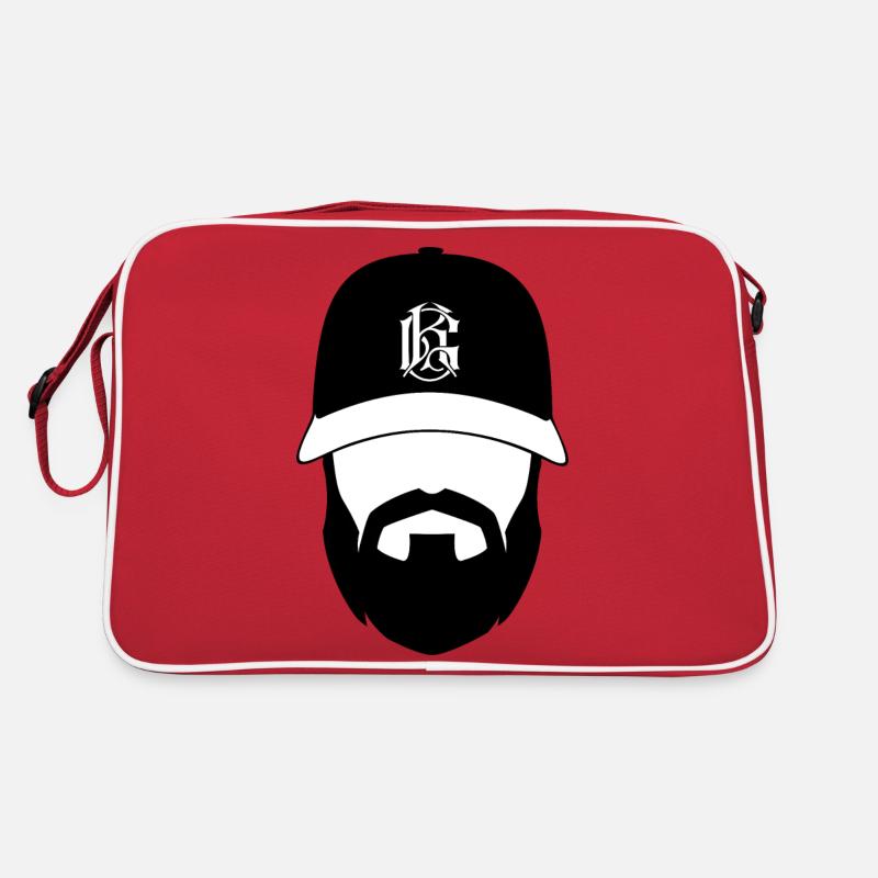 Mann mit Bart mit Logo Retro Tasche