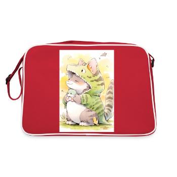 Dino Kitty: Adorable dessin d’un chat d’anime mignon - Sac Retro - rouge/blanc - Dos