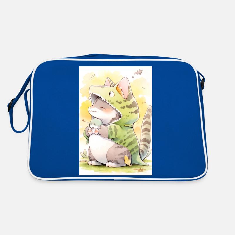 Dino Kitty: Adorable dessin d’un chat d’anime mignon Sac Retro