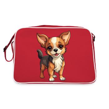 Chihuahua Puppy Cartoon mignon - Sac Retro - rouge/blanc - Dos