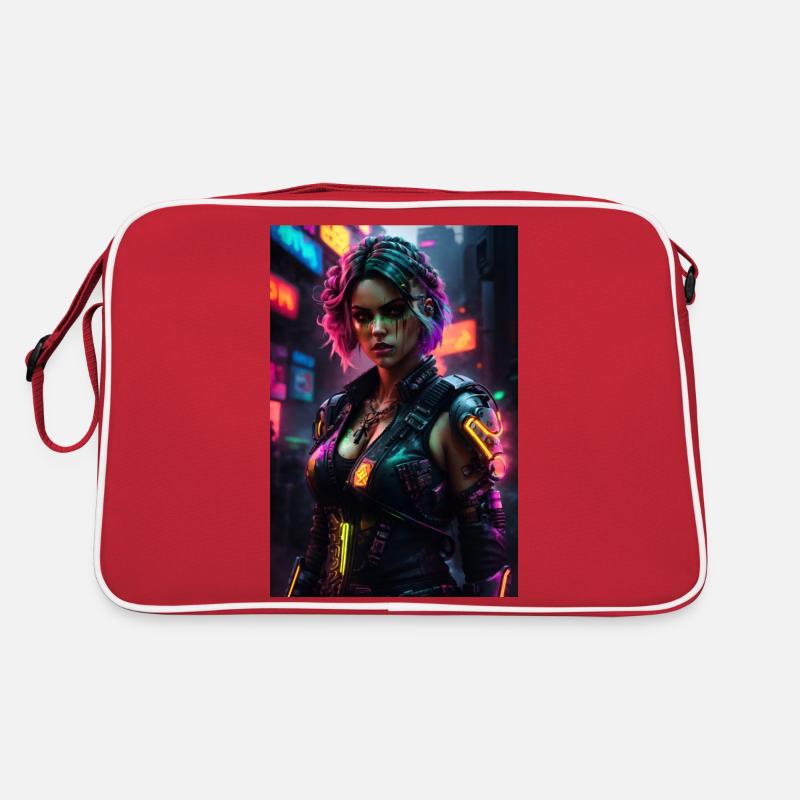 Frau cyberpunk - Retro Tasche - Rot/Weiß