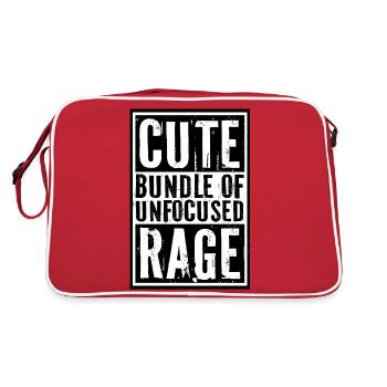 Lustiges niedliches Bündel von unfokussiertem Wut-Regenbogen-Goth - Retro Tasche - Rot/Weiß - Hinten