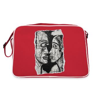Couple abstrait dans l’art noir et blanc - Sac Retro - rouge/blanc - Dos
