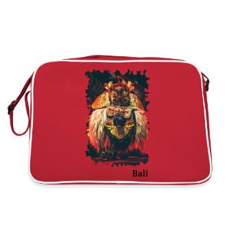 Barong, créature mystique de la mythologie de Bali - Sac Retro - rouge/blanc - Dos