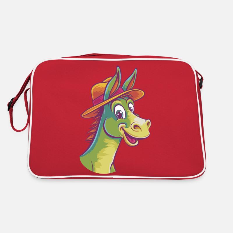 âne joyeux - Sac Retro - rouge/blanc