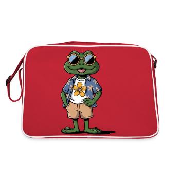 Lustiger Sommerfrosch - Retro Tasche - Rot/Weiß - Hinten