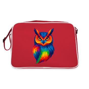 WPAP Stil Tiere - Eule - Retro Tasche - Rot/Weiß - Hinten