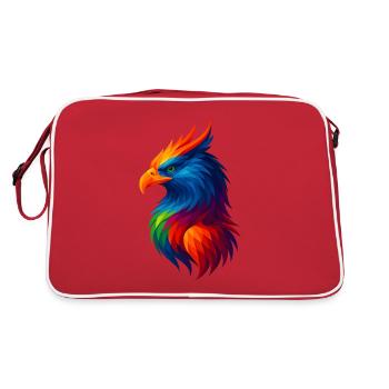 WPAP Style Polygon Animals - Griffin - Retro Bag - red/white - Back